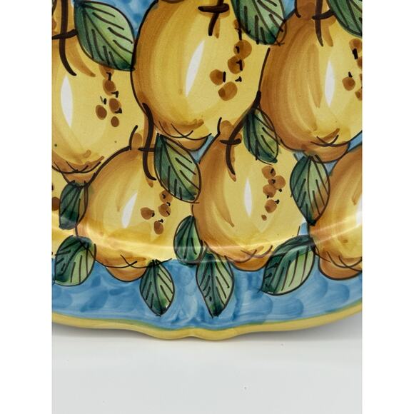 Italian Glazed Terra Cotta Hand Painted Lemon Serving Platter/Tray 15”x11” EUC! - Picture 4 of 11
